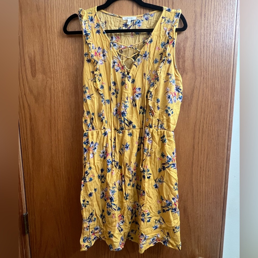 Yellow floral sleeveless sundress